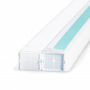 White Unisette biopsy cassettes for Primera by Simport Scientific, taped, in case of 1,000, used for laboratory tissue sample processing.