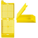 White Simport Scientific Unisette Biopsy Cassettes for Primera, taped, shown in case of 1,000 for laboratory consumables.