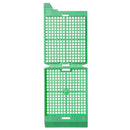 White Unisette Biopsy Cassettes by Simport Scientific, taped, used for tissue sample containment, shown in a box of 1,000.