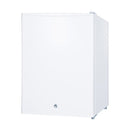 Summit undercounter compact all-refrigerator with stainless steel exterior and interior shelving, ideal for kitchen or bar storage.