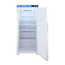 White Summit 24-inch wide upright medical refrigerator for secure storage of vaccines and medicines.