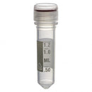 Sterile Simport Scientific 2.0mL Microtubes with O-ring seal, screw cap, round bottom, printed, 50 per pack, 10 packs per case.